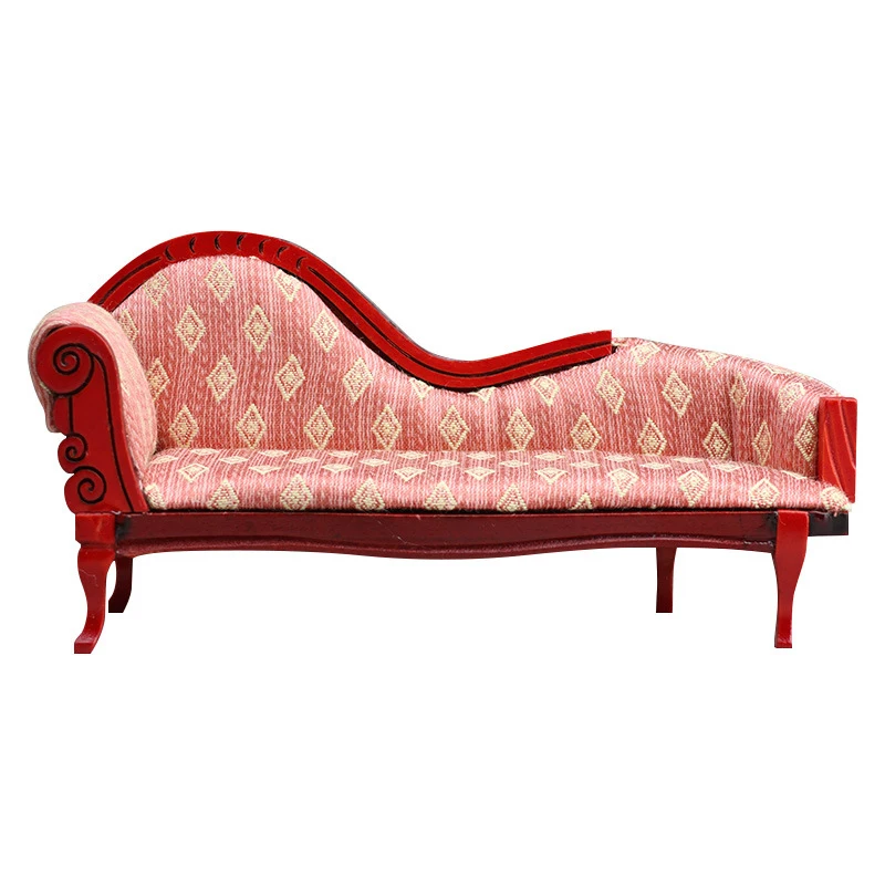 1Pcs 1:12 Dollhouse Miniature European Style Chaise Longue Sofa Chair Furniture Model Decor Toy Doll House Accessories