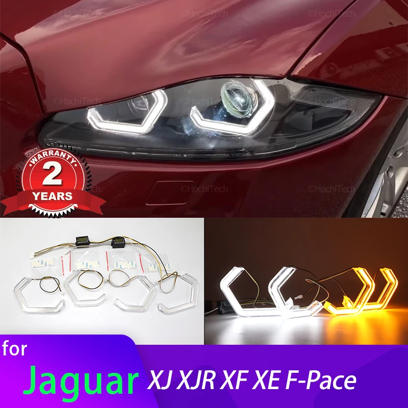 White Yellow M4 style LED Angel Eyes  Ring Lamp Turn Signal DRL for Jaguar XJ XJR X351 XF X250 XE X760 F-Pace F Pace X761
