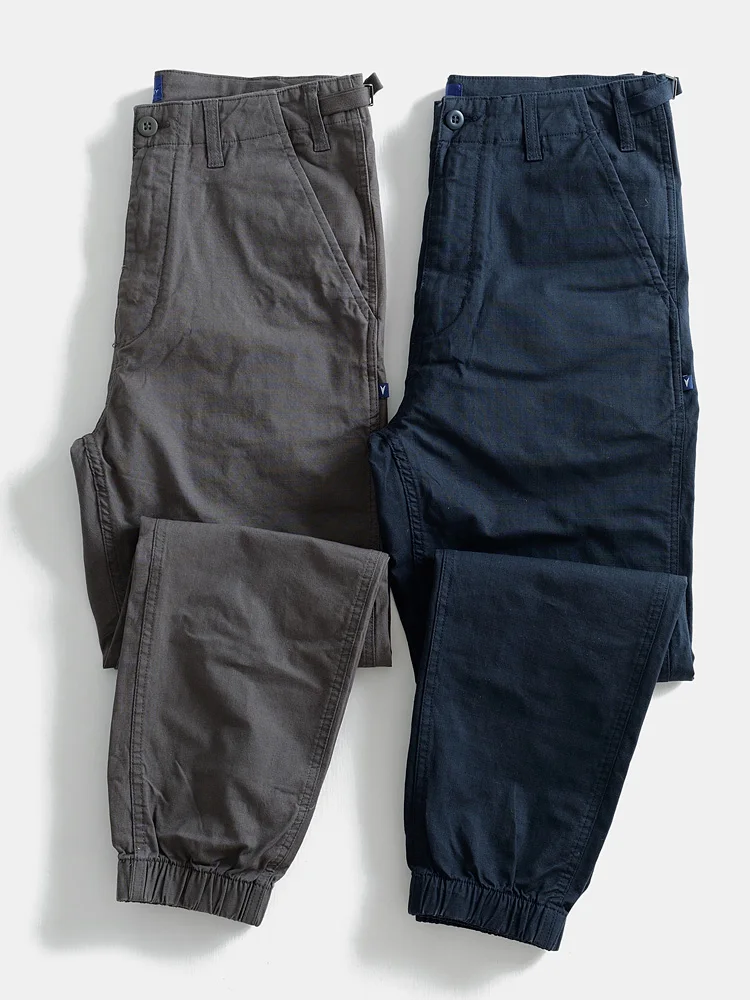

Loose Casual Men's Work Pants Straight Leg Loose Fit Casual Trousers Micro Elastic Cuffed Long Pants Japanese Retro Sle