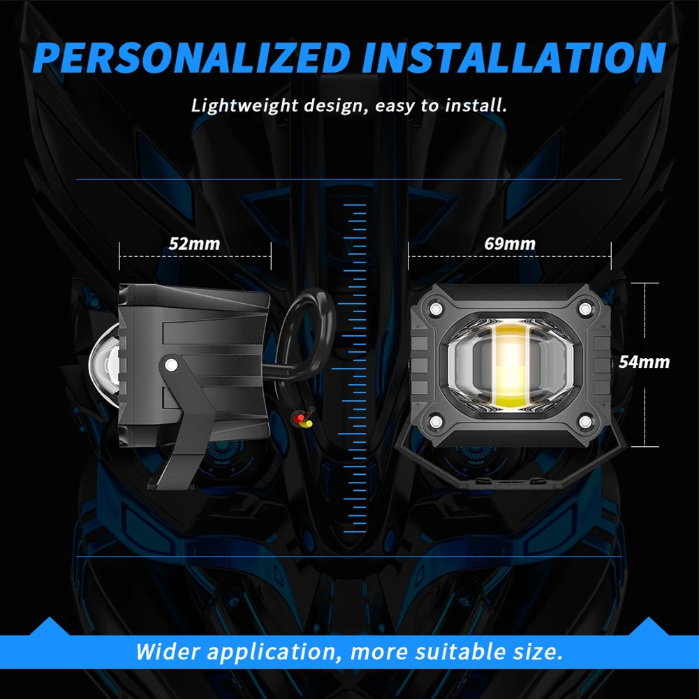 오토바이 LED 헤드라이트 스포트라이트,-40 °C-80 °C, 1.2A ± 0.2 1500LM, 365g, 50000H CSP, 3570 DC9-80V 스포트라이트, 신제품