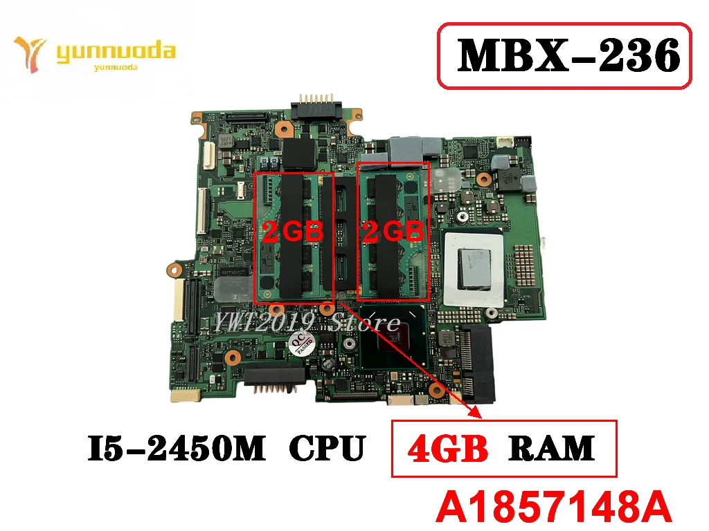 Original For  SONY VPCZ2 MBX-236 Laptop  motherboard I5-2450M  CPU 4GB  RAM  MBX-236  A1857148A tested good free shipping