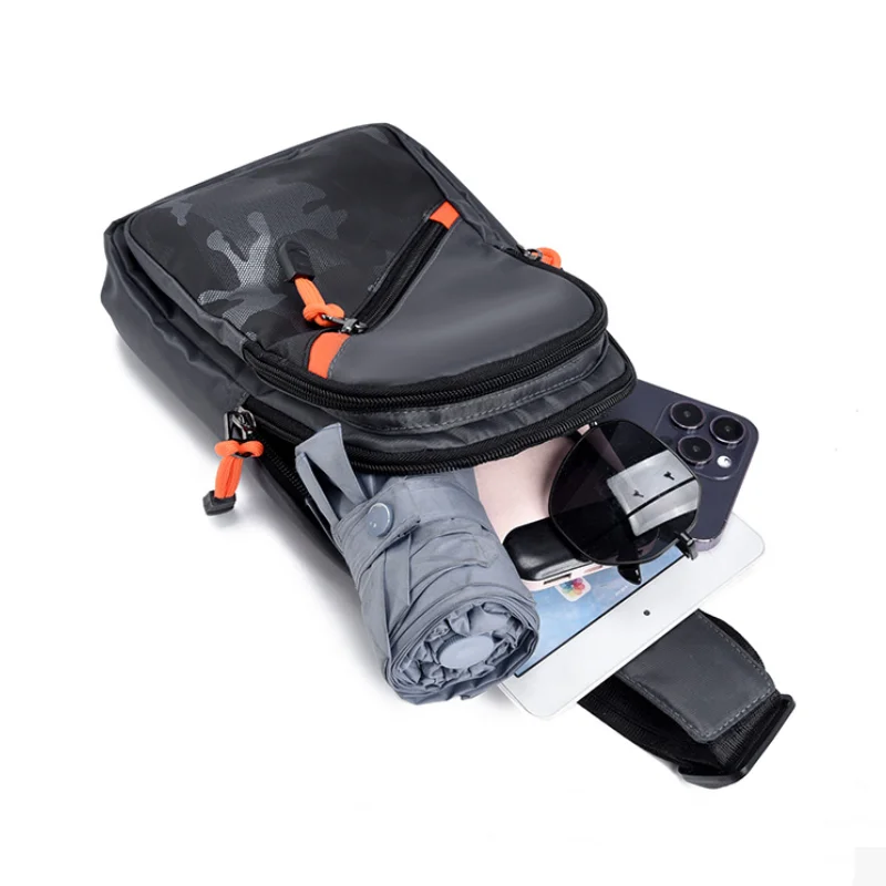 1 Uds. Bolso cruzado de material de nailon a la moda para hombre, bolso deportivo informal para el pecho, correa de hombro ajustable, adecuado para desplazamientos diarios