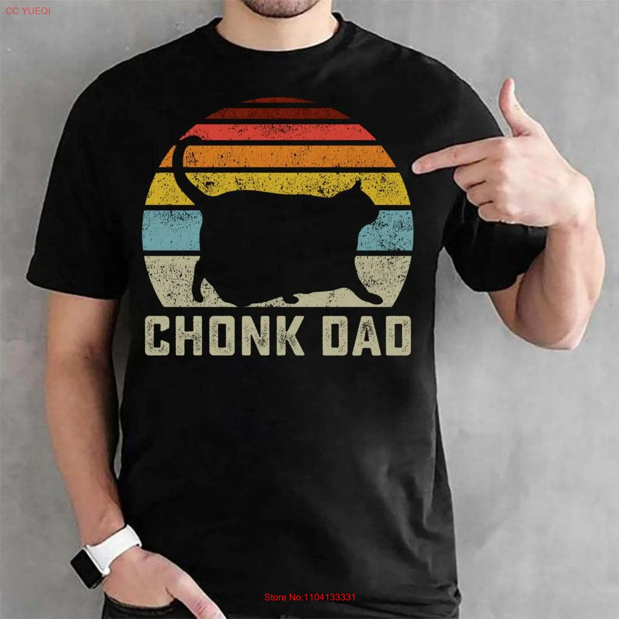 Chonk Cat Dad Scale Meme Funny Retro Style Daddy Cats Memes Vintage Pet T Shirt Youth shirts long or short sleeves