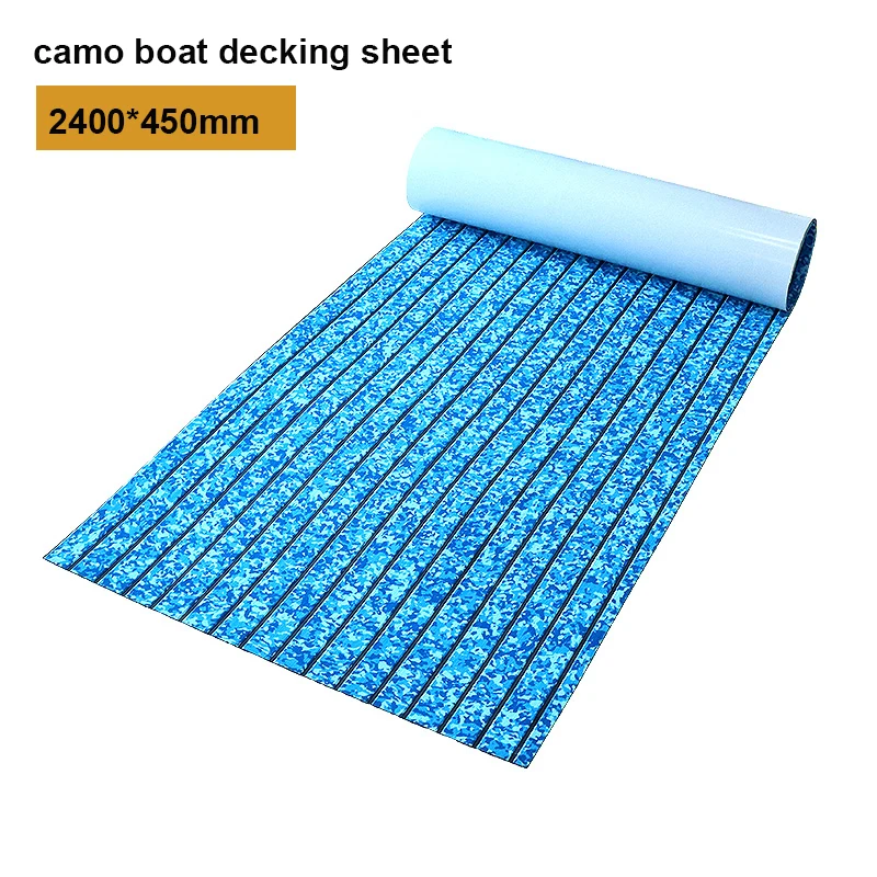 240*45CM Camo Boat Flooring EVA Foam Decking Faux Teak Marine Carpet Self-Adhesive Mat Rolls Sheet MotorBoats Pontoon Yacht Jon