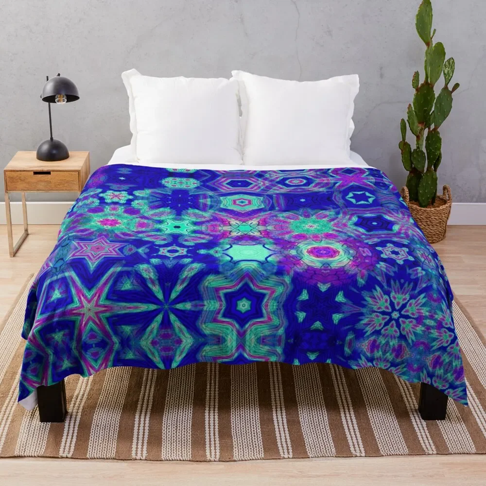 Couverture luminescente psychédélique vibrante colorée vive, teinture par nouage, Collage de Mandala, couverture lourde pour dormir pour bébé