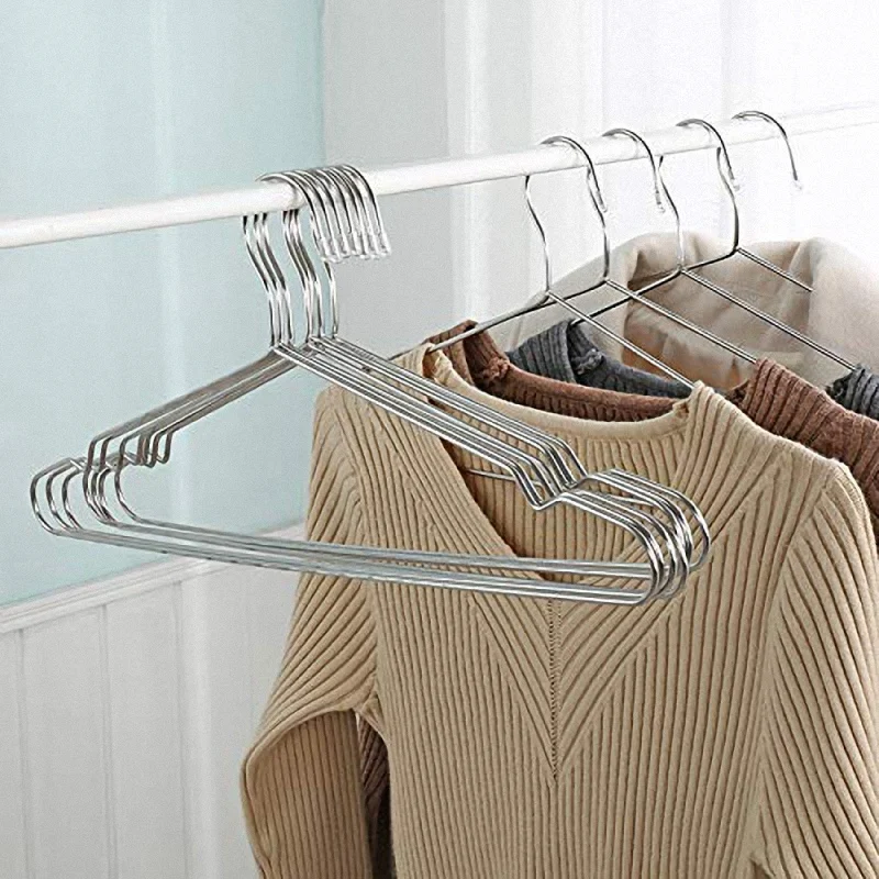 FLYY-Kleiderbügel aus Edelstahl, 40 cm, 20 Stück, Kleiderbügel für Kleidung, Standard-Kleiderbügel mit Kerben, platzsparend – Detail 4