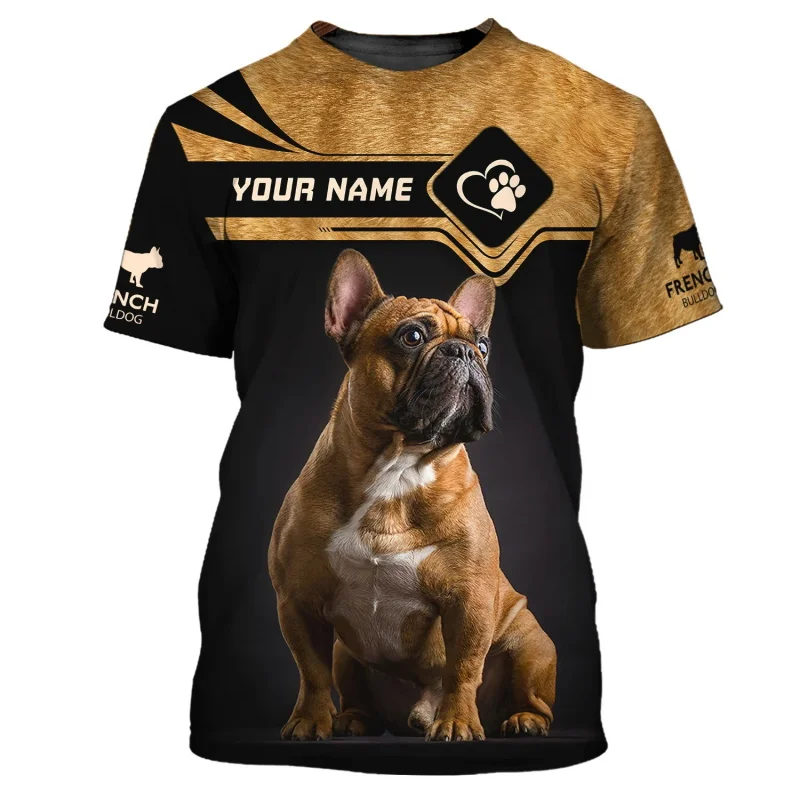 Custom Name 3D Full Print French Bulldog T Shirt For Men Women Summer Short Sleeve Dog Graphic TShirts Mens Tee Tops Streetwear