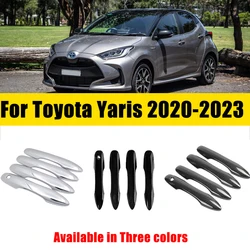 Door Handle Cover Trim For Toyota Yaris Cross XP210 2020-2023 2022 Carbon Fiber Chrome Anti-scratch Luxurious Car Accessories