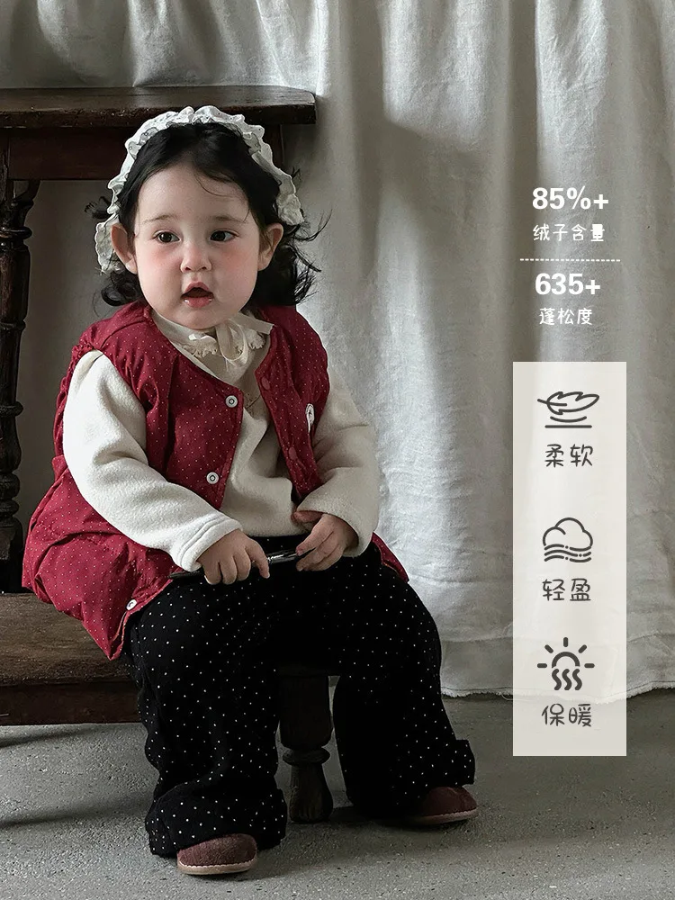 

Baby Down Vest Outerwear Autumn Winter New Cute Girl Baby White Duck Down Sleeveless Label Jacket aClass