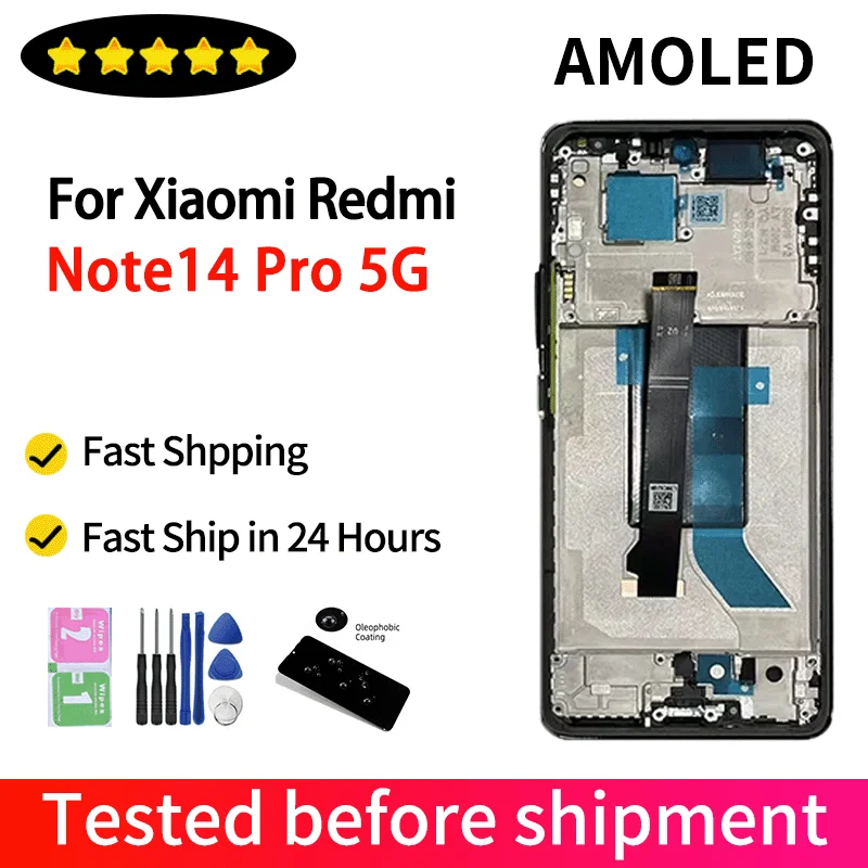 6.67''AMOLED Note14Pro 5G Display For Xiaomi Redmi Note 14 Pro 5G LCD 24090RA29G Display Screen with Touch Digitizer Assembly