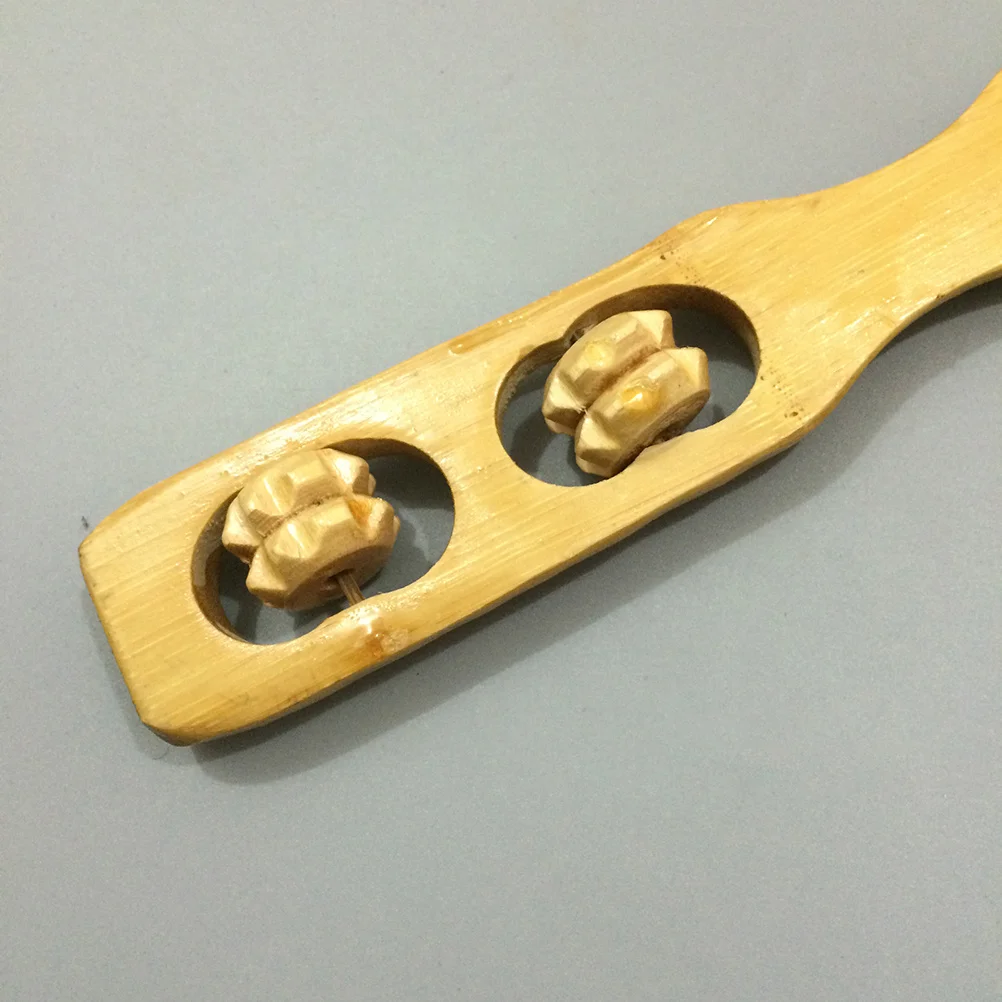 

Bamboo Wooden Back Scratcher Long Handle With Massage Rollers For Neck Shoulder Relief Hand Design Eco-Friendly Comfort