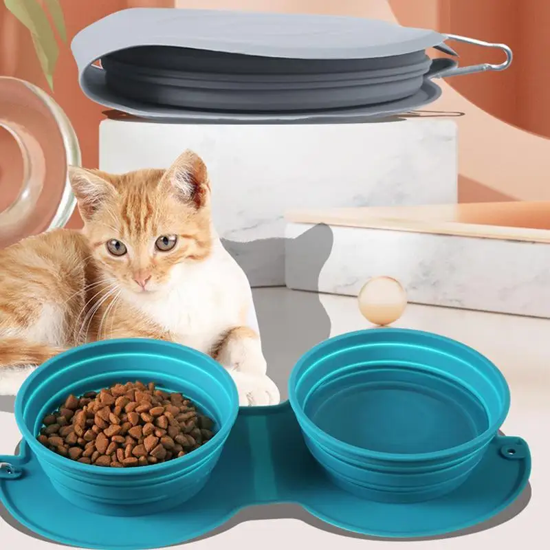 2 In 1 Pet Bowl 2 In 1 Portable Expandable Pet Bowl Silicone Dog Water Bowl With Slow Feeder With Carabiner For Walking