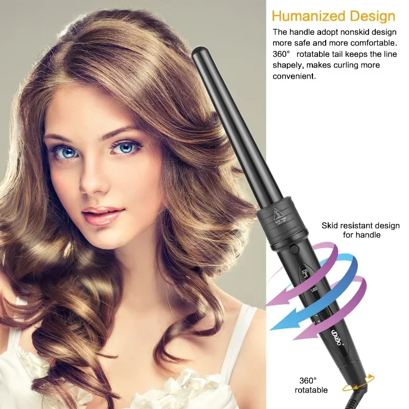 6 In1 Hair Curlers Care Styling Curling Iron Wand Interchangeable 3 Parts Clip Hair Iron Curler Set Curler Hair Styles Tool