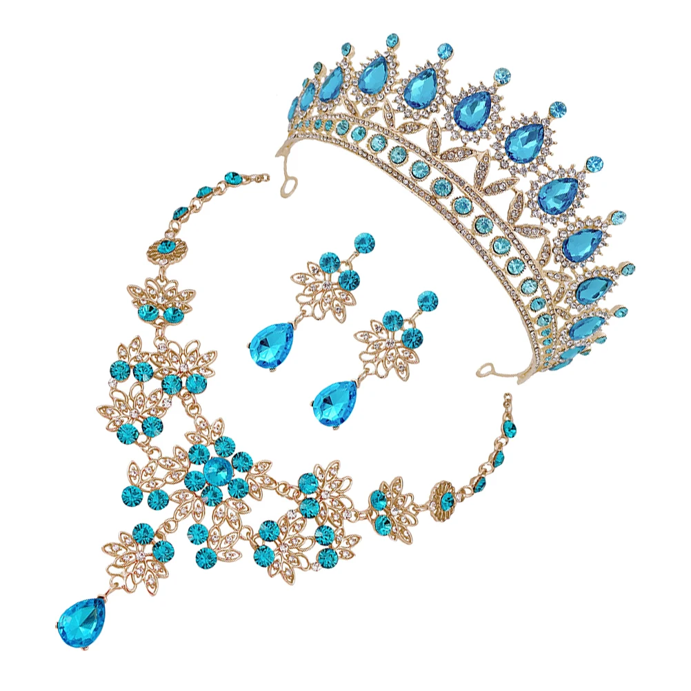 

Necklace Earring Set Rhinestone Bridal Accessories Wedding Party Jewelry Tiaras Crowns Elegant Girls Birthday