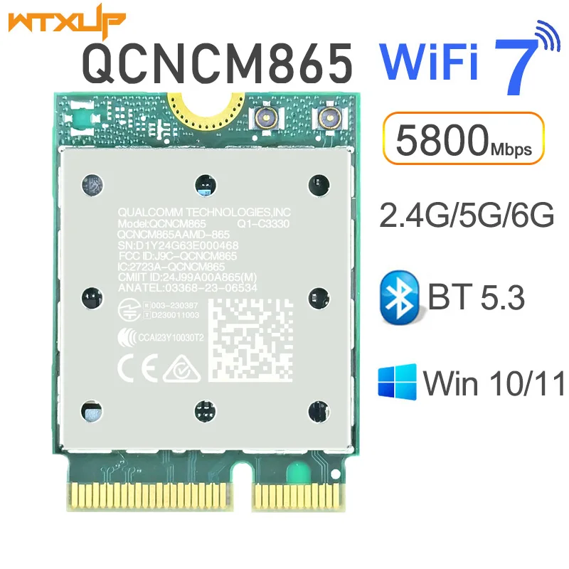 Imagem -03 - Placa de Rede Wifi Tri Band Bluetooth 5.3 até 5.8 Gbps 4k Qam para Win 11 802.11ax ac Wi-fi Qcncm865