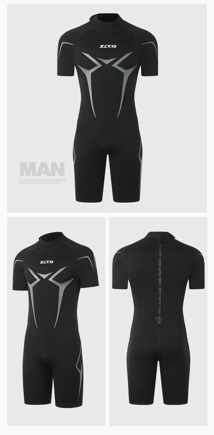 3 mm Neoprenanzüge für Männer und Frauen, Neopren-Tauchanzüge, Reißverschluss hinten, kurzärmelige Badeanzüge zum Tauchen, Schnorcheln, Surfen, Schwimmen, Neoprenanzug – Detail 9