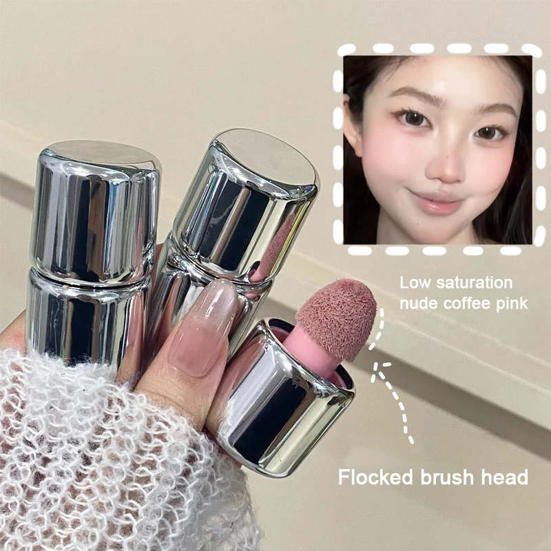 Flüssiges Rouge mit Schwammapplikator, Langanhaltender Natürlicher Creme-Rouge, Pfirsich-Lila Flüssiger Wangen-Tint Make-up