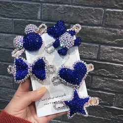 Shiny Rhinestone Star Moon Bear Hairpins Elastic Hair Bands for Shiny Party South Korea 2022 New Design Headdress Barrette Clips