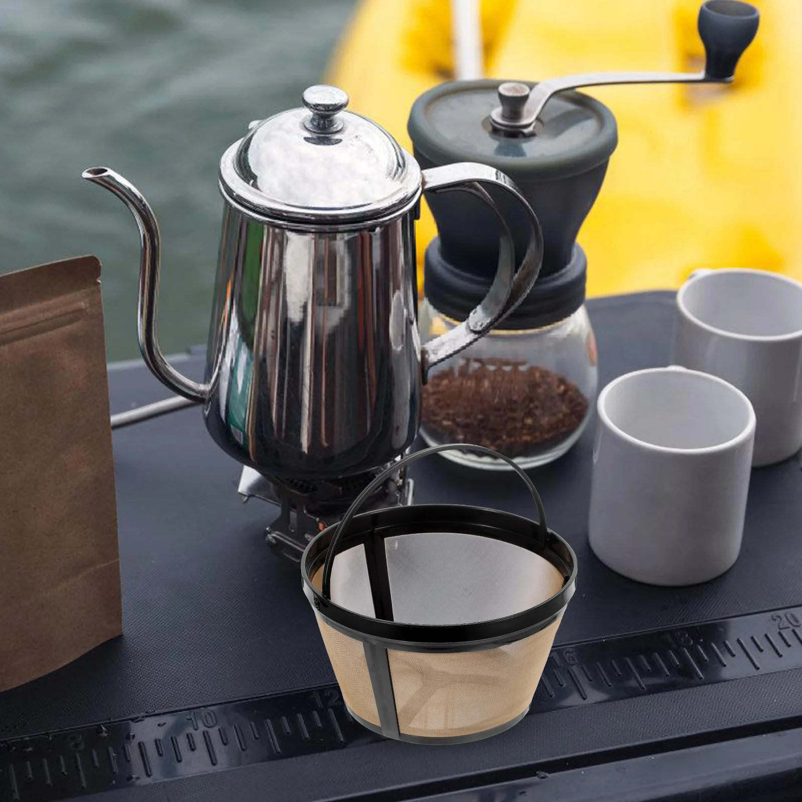 

8 Cup Coffee Filter Basket Reusable Stainless Steel Mesh Permanent Filter for Drip Coffee Makers Compatible Filters