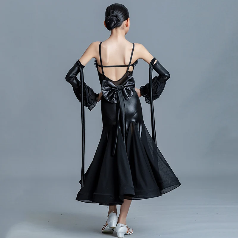 

Детское платье для современных танцев для девочек, сетчатое, с пышной юбкой, для вальса, социальных танцев, соревнований, тренировок и выступлений