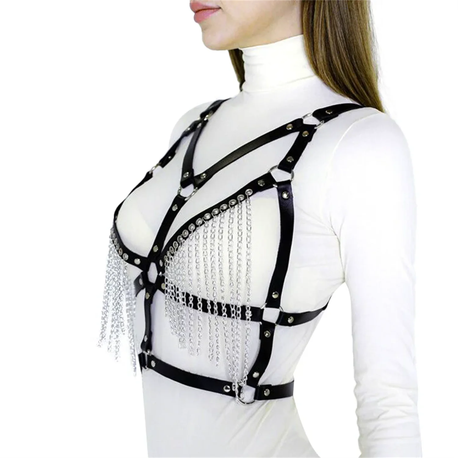 

Women Sexy Leather Harness Belt Chest Harness Corset Leather Lingerie Body Harness Bondage Lingerie Punk Gothic Fetish Clothing