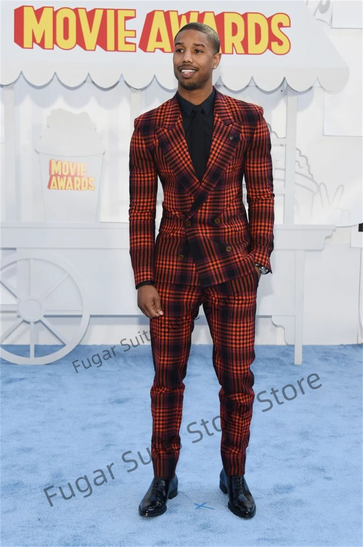 Traje clásico a cuadros rojos para Hombre, doble botonadura Formal De esmoquin, Blazer elegante, 2 piezas