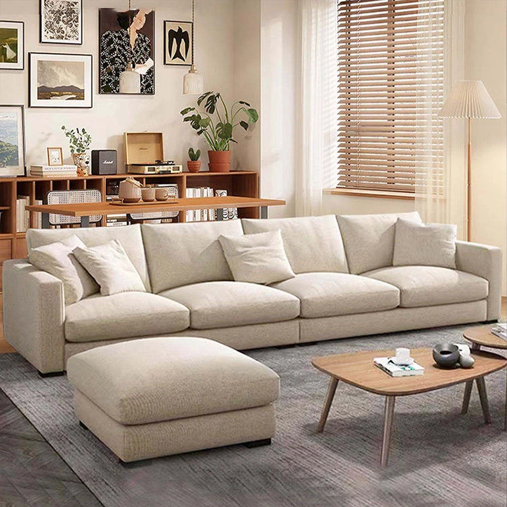 Modern Living Room Sofa Set With Soft Sponge Cushions And Synthetic Leather Upholstery For Family Seating And Home Lounge Use