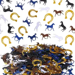 1Bag Western Cowboy Cowgirl Theme Paper Confetti Glitter Horseshoe Table Scatter for Birthday Bachelorette Wedding Party Decor