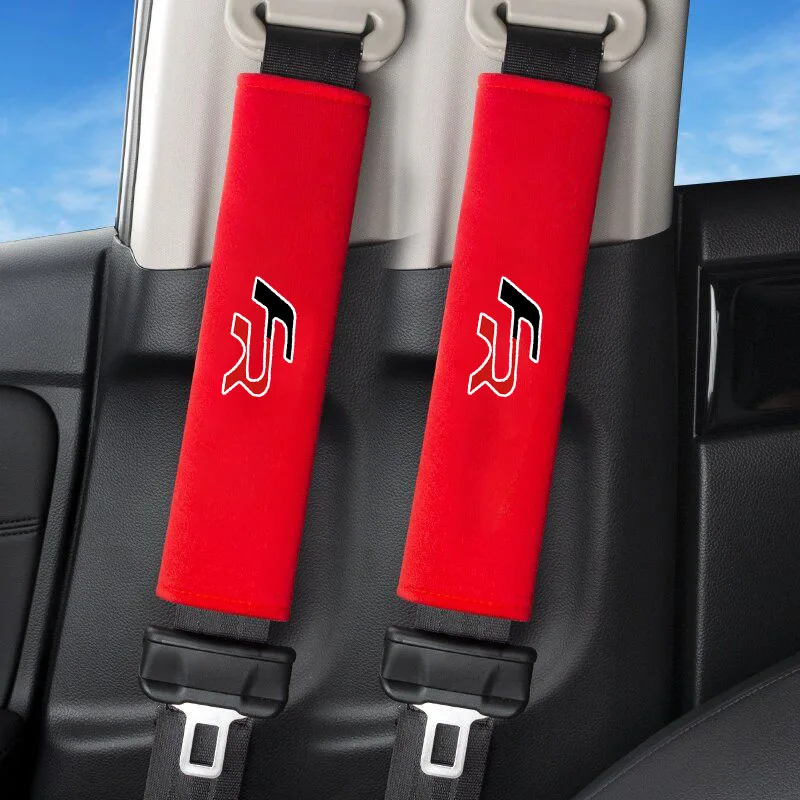 2Pcs For Ibiza Leon MK2 MK4 Alhambra Altea Toledo Ateca Emblem Leather Car Safety Belt Shoulder Cover Pads Interior Decoration