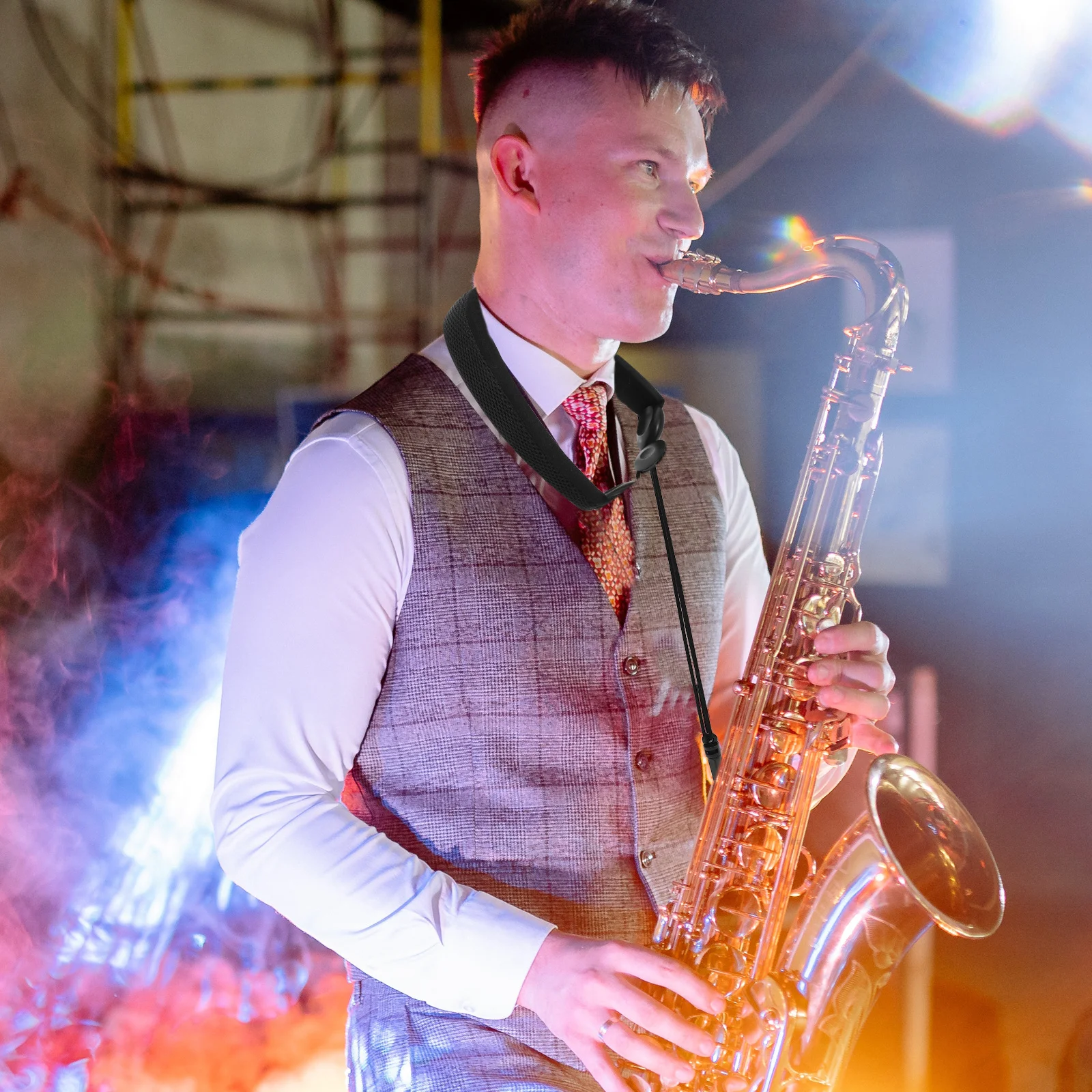 

Cotton Saxophone Neck Strap Durable Padded Adjustable Comfortable Shoulder Belt for Alto Tenor Soprano Sax Player Accessory