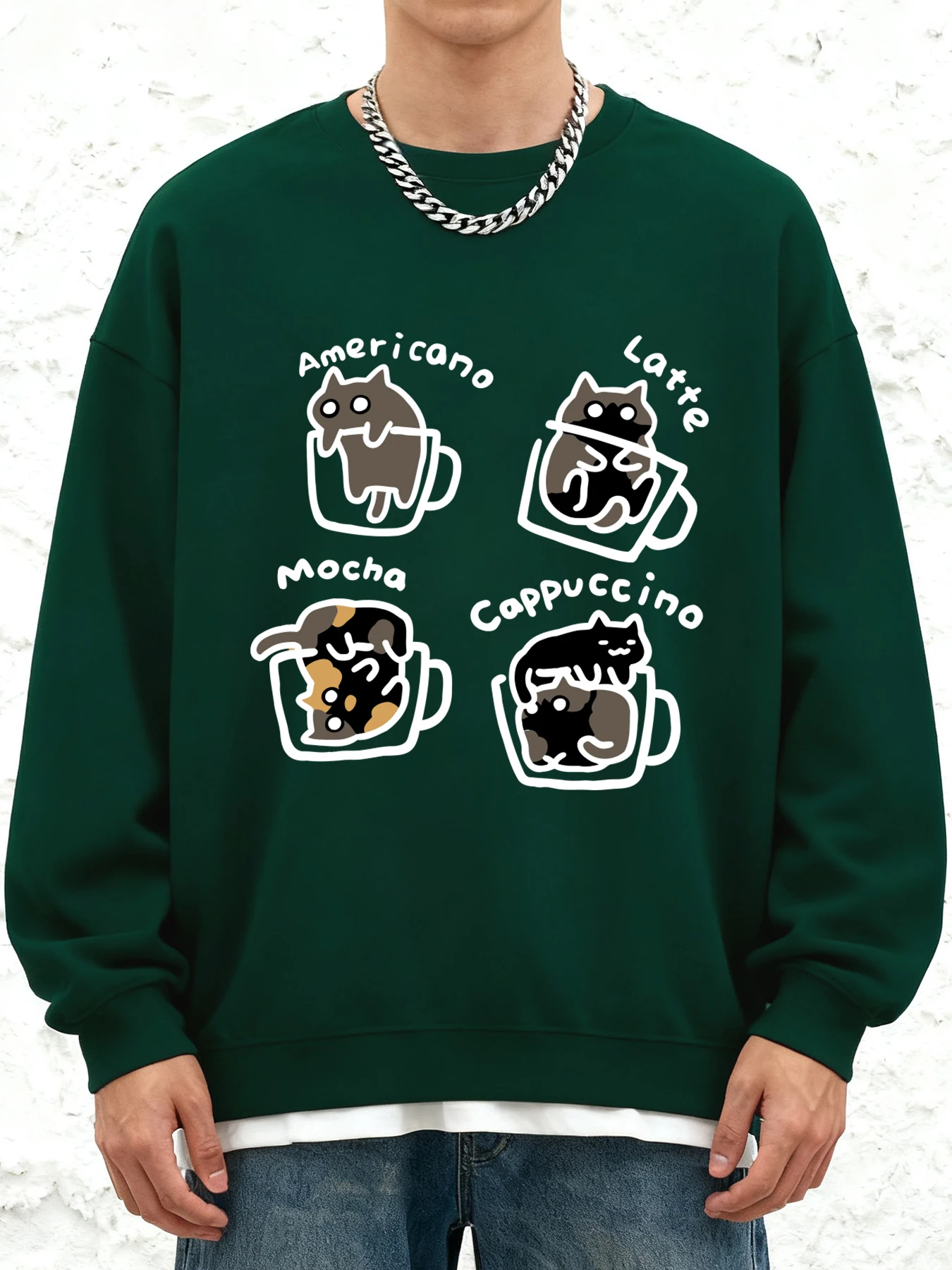 القط القهوة الفن إلكتروني طباعة رجل البلوز الركض عارضة الأزياء البلوز الهيب هوب الملابس كبيرة الحجم Crewneck الخريف الرياضية #1