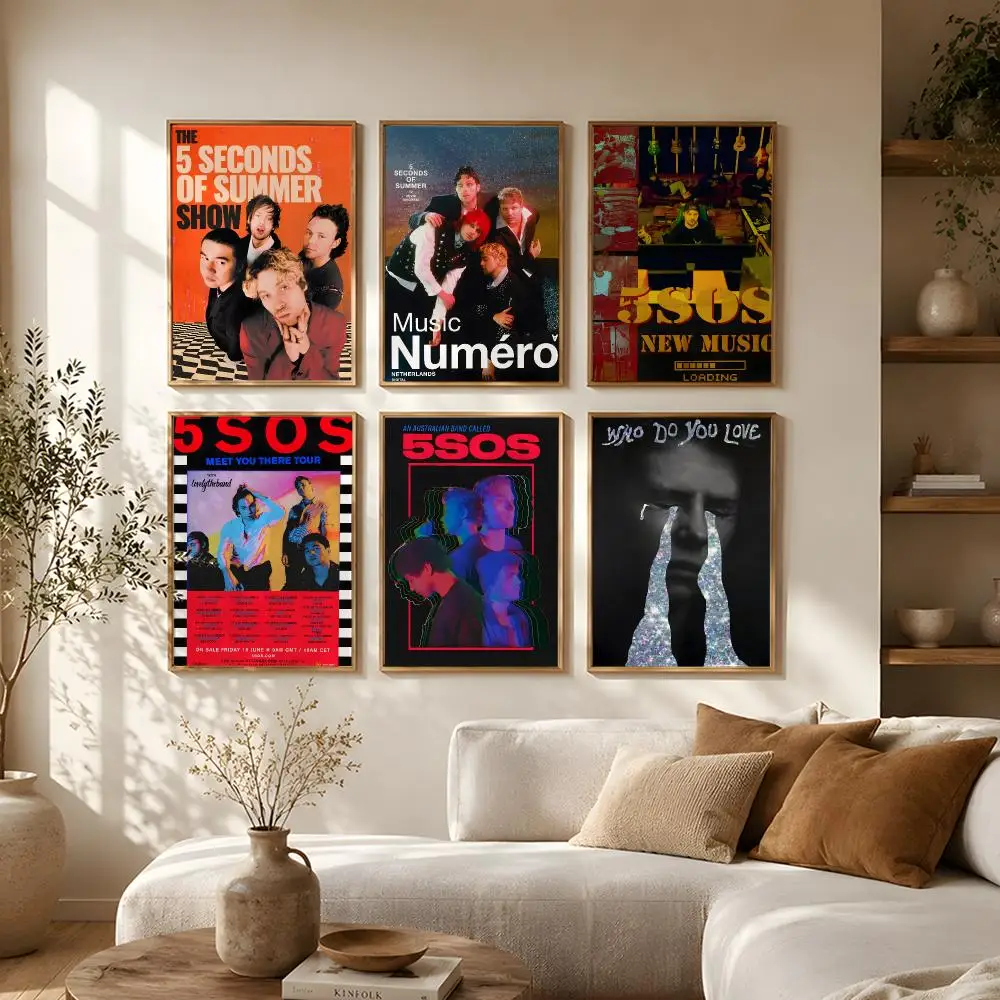 Band 5 Seconds of Summer Poster Self-Adhesive HD Mural Wall Decals, Living Room Bedroom Home Decor Gift