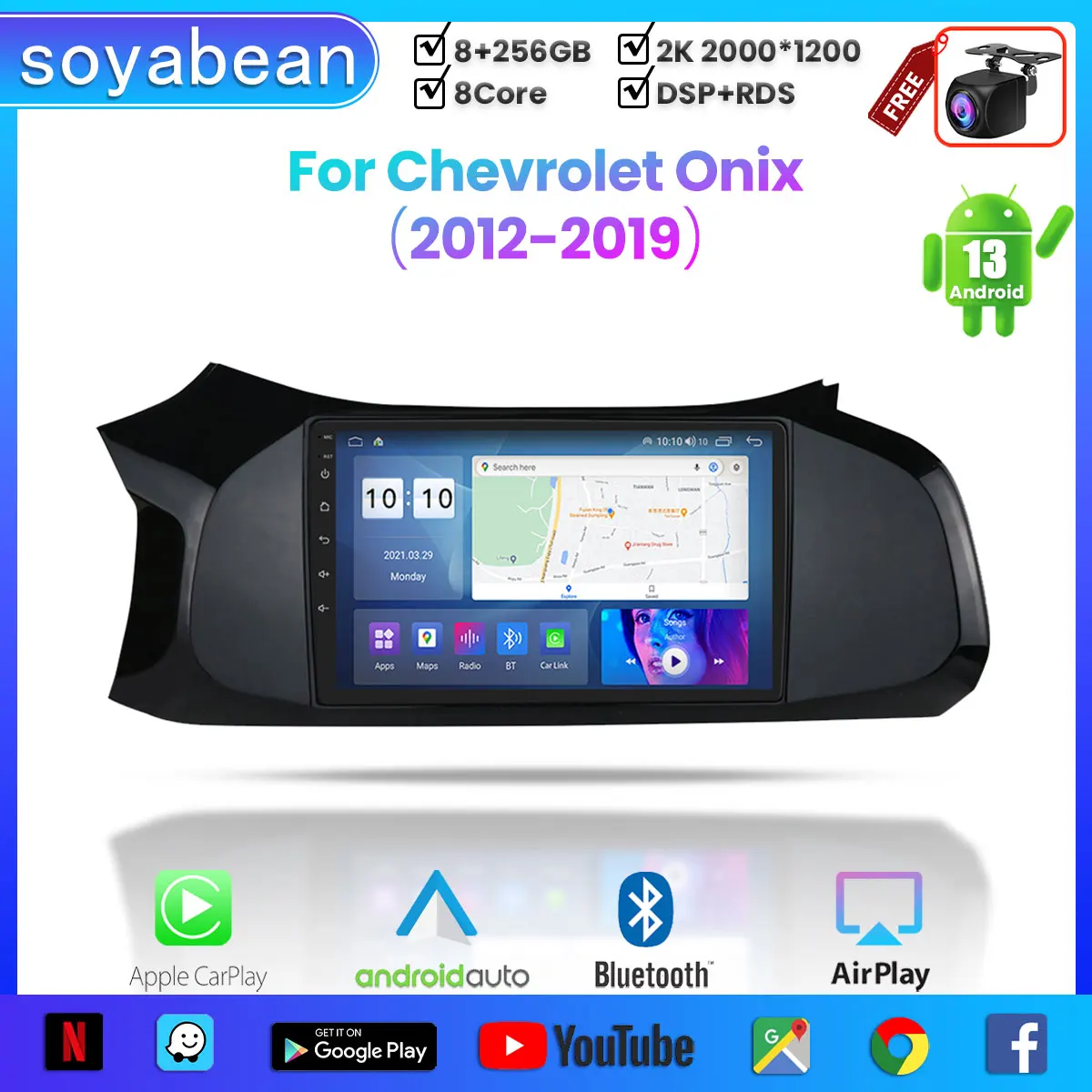 

Android 13 Car Radio for Chevrolet Onix 2012-2019, 9inch 2K Multimedia Player with 4G Car Carplay & 2Din GPS Navigation.