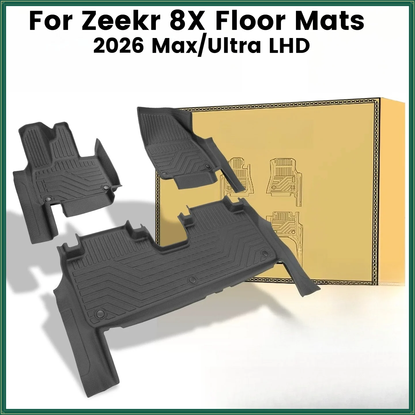 5D TPE Floor Mats For Zeekr 8X 2026 Max/Ultra+ LHD Full Coverage Waterproof Surround Threshold Accessories