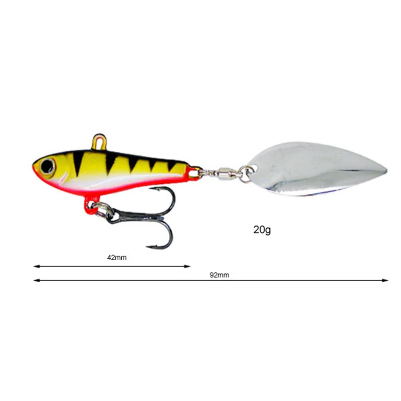 1PCS Fishing Lure Jig Head Fish 20g VIB Rotation Spoons Ocean Fishing Freshwater Spinner Artificial Metal Lures Bait