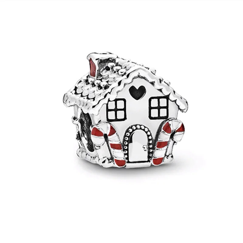 Fashion DIY Little House Lighthouse Festive Gingerbread House Dangle Charms Beads Fit Original 925 Silver Bracelet Jewelry Gift