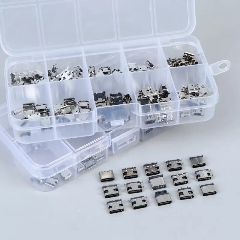 50/100Pcs Mix 10 Models Type-C USB Charging Dock Connector 2/6/16Pin USB-C Socket For Mobile Phone Digital Product Repair Kit