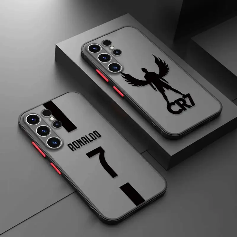 Matte Phone Case for Samsung Galaxy S24 S23 S22 S21 S20 FE Ultra S10 plus Note 10Plus 20Ultra Football Star C Ronaldo Number 7