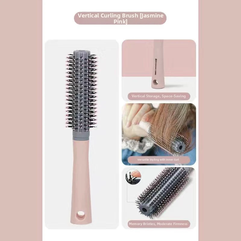 Professional Anti-static Cylindrical Bristle Curly Hair Styling Round Comb Nylon Teeth Roller Comb Special for Real Hair Wigs