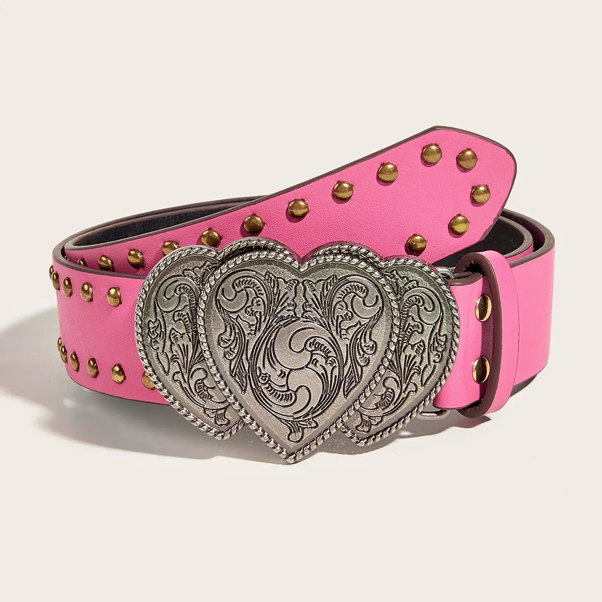 

Luxury Gothic Vintage Cowboy Belt for Women Heart Buckle Pants Embossed Cowgirl Teens Female Engraved Jeans diesel y2k belt