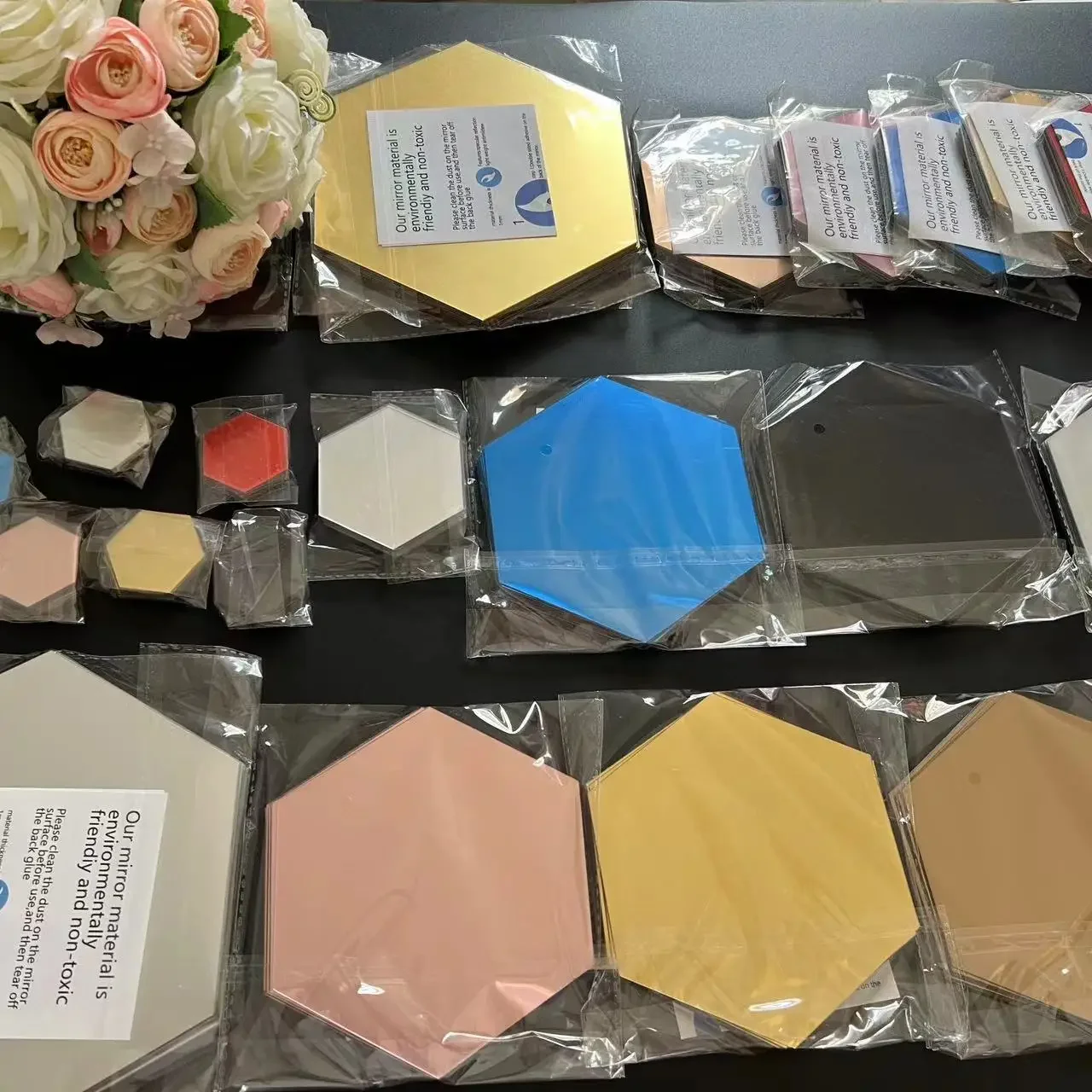 3D Hexagon Mirror Wall Stickers 3