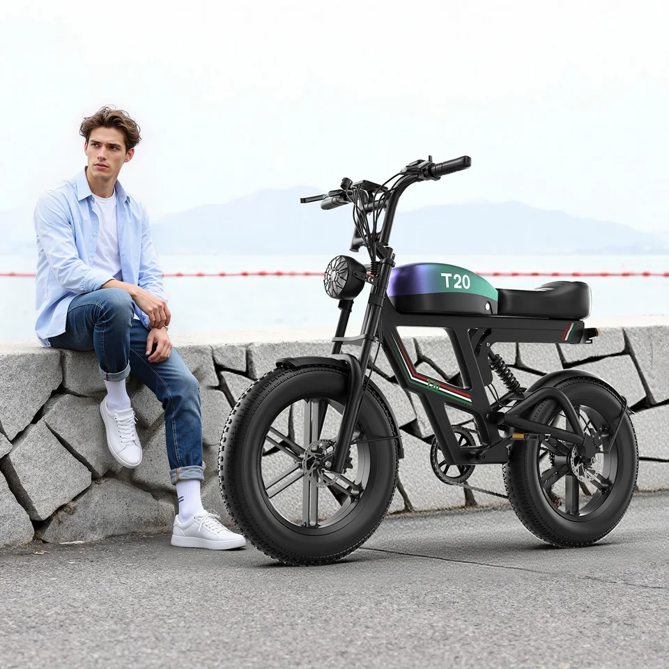 ASKGO Electric Bike for Adults, 20"×4" Fat Tire E-Mountain Bike, 1800W Peak Motor, Up to 30 MPH & 100 Miles Range, 48V 20Ah Battery, 7-Speed Gear, Full Suspension & Hydraulic Brake System for Teens Adults image 9