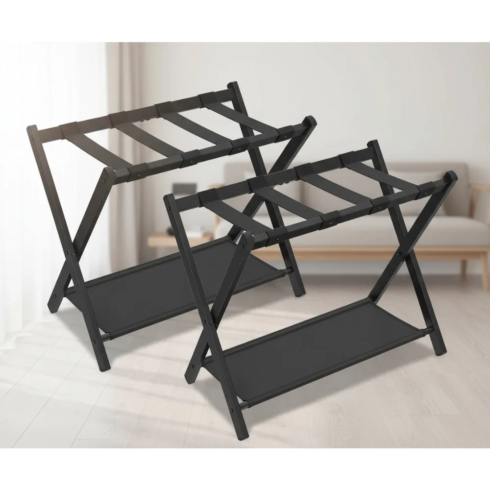 

Складная багажная полка из 2 шт. с полкой для хранения, стальной каркас для гостиничной спальни, подставка для чемодана для гостевой комнаты