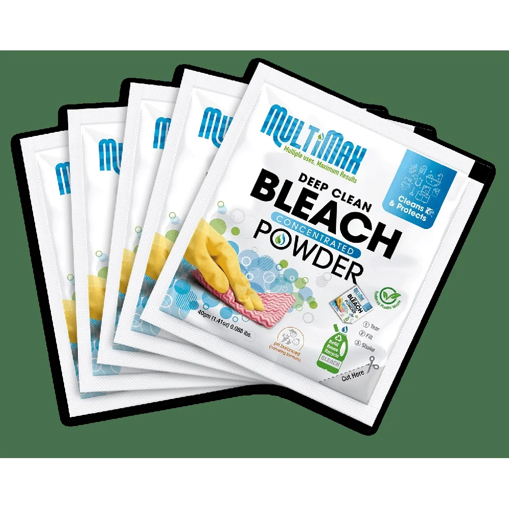 عبوات مسحوق التبييض المركز 5PK عمر الرف الطويل خفيفة الوزن وسهلة التخزين لوازم التنظيف 4oz التنظيف الفعال