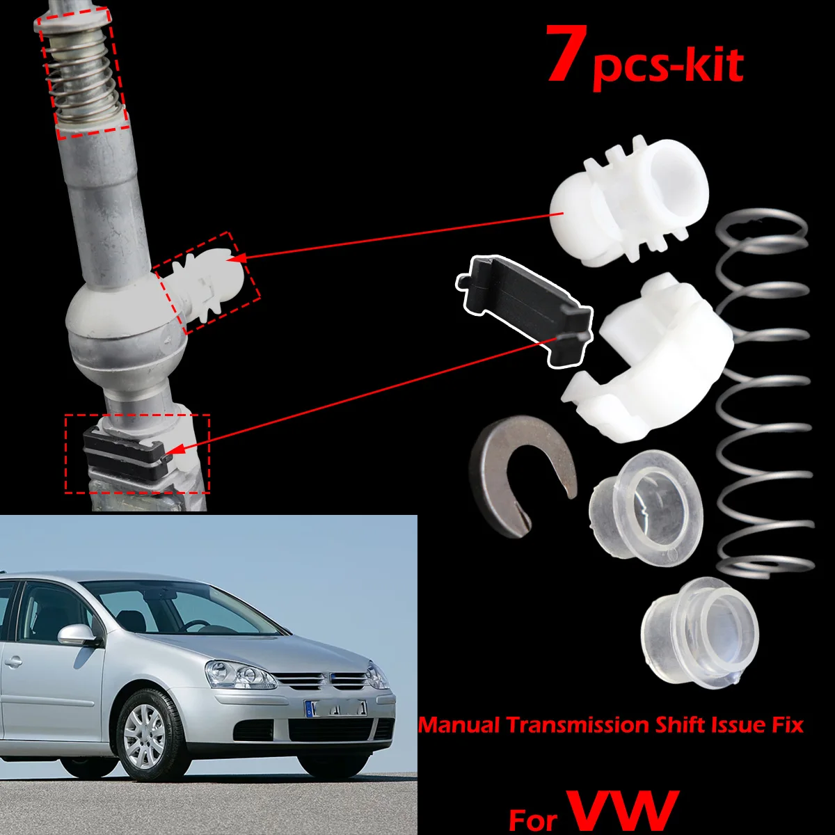 

7pc Gear Shifter Selector Lever Shaft Gear Stick Spring Bushing kit Manual Transmission Car Replacement For VW Passat B6 B7 Golf