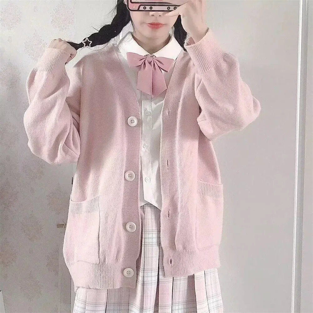 Korean Fashion Autumn Outwear New Cardigan Women Solid Simple Single Breasted Pockets School Girls All-match Loose Leisure Tops
