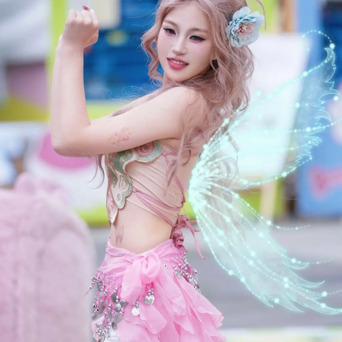 

3 шт., сексуальный бабочка, джазовый танцевальный сценический наряд, Kpop Girl Group, блестящий комплект для горячих девушек, костюмы для танца живота с блестками