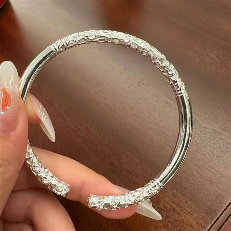 

High quality 999 sterling silver bracelet, fashionable and personalized charm for men and women, open bracelet jewelry gift