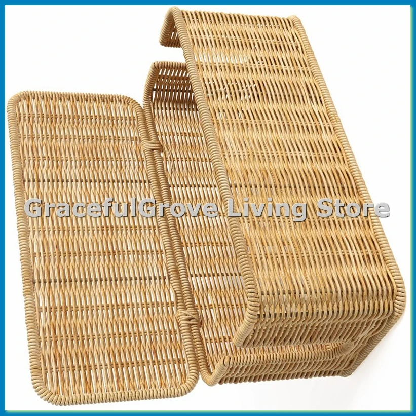 Cable Management Box,Handwoven Imitation Rattan Cord Hider Organizer Box with Lid,2 Open Slots Cable Organizer Box-A13G