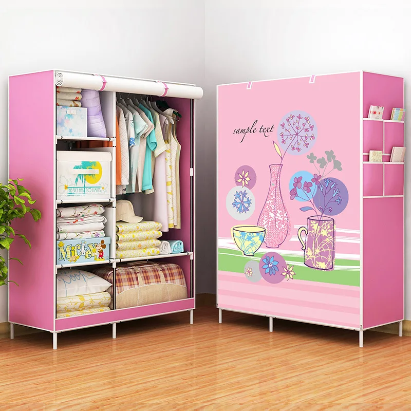 

Storage Cabinets Collapsible Wardrobe Closet Organizer Korean Portable Folding Wardrobe Shelf Cabinet Living Room Home Furniture